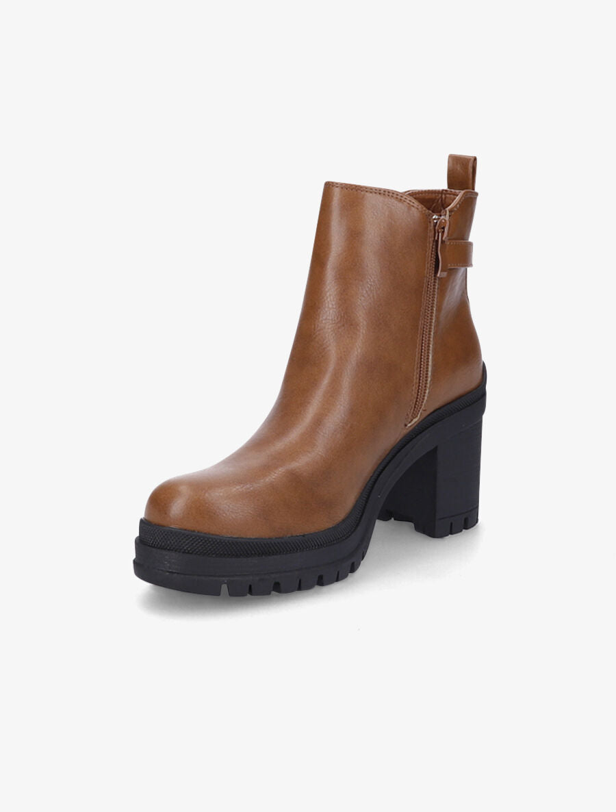 Bottines élastiquées à talon - Camel - 3