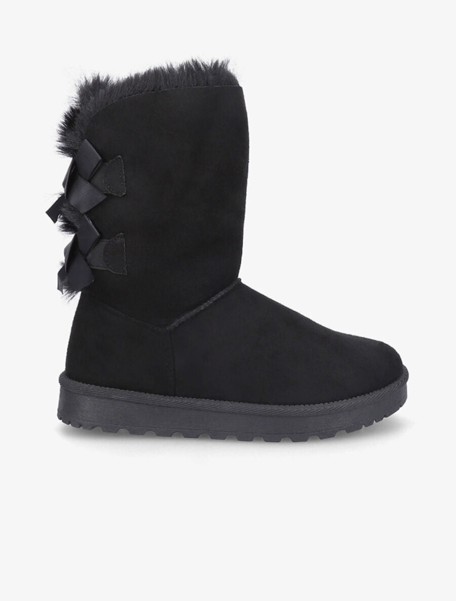 Boots en suédine à noeud - Noir - 1