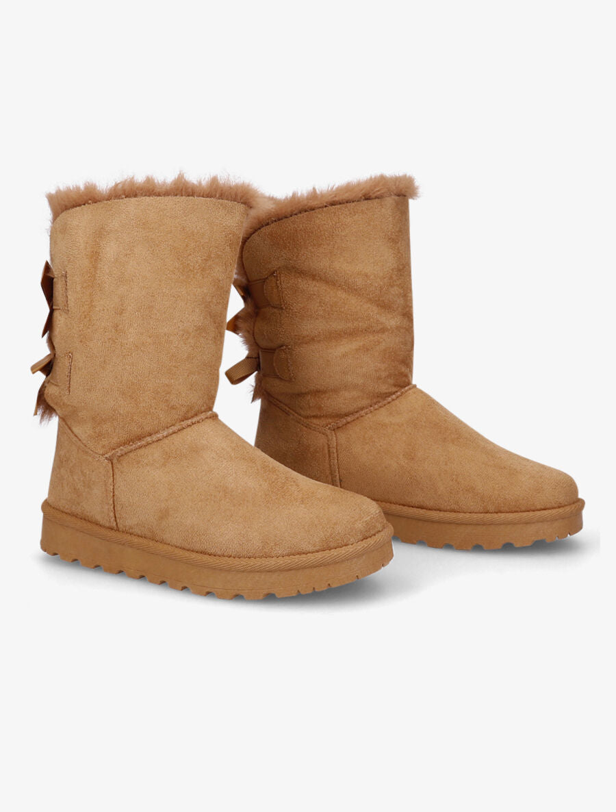 Boots en suédine à noeud - Camel - 4