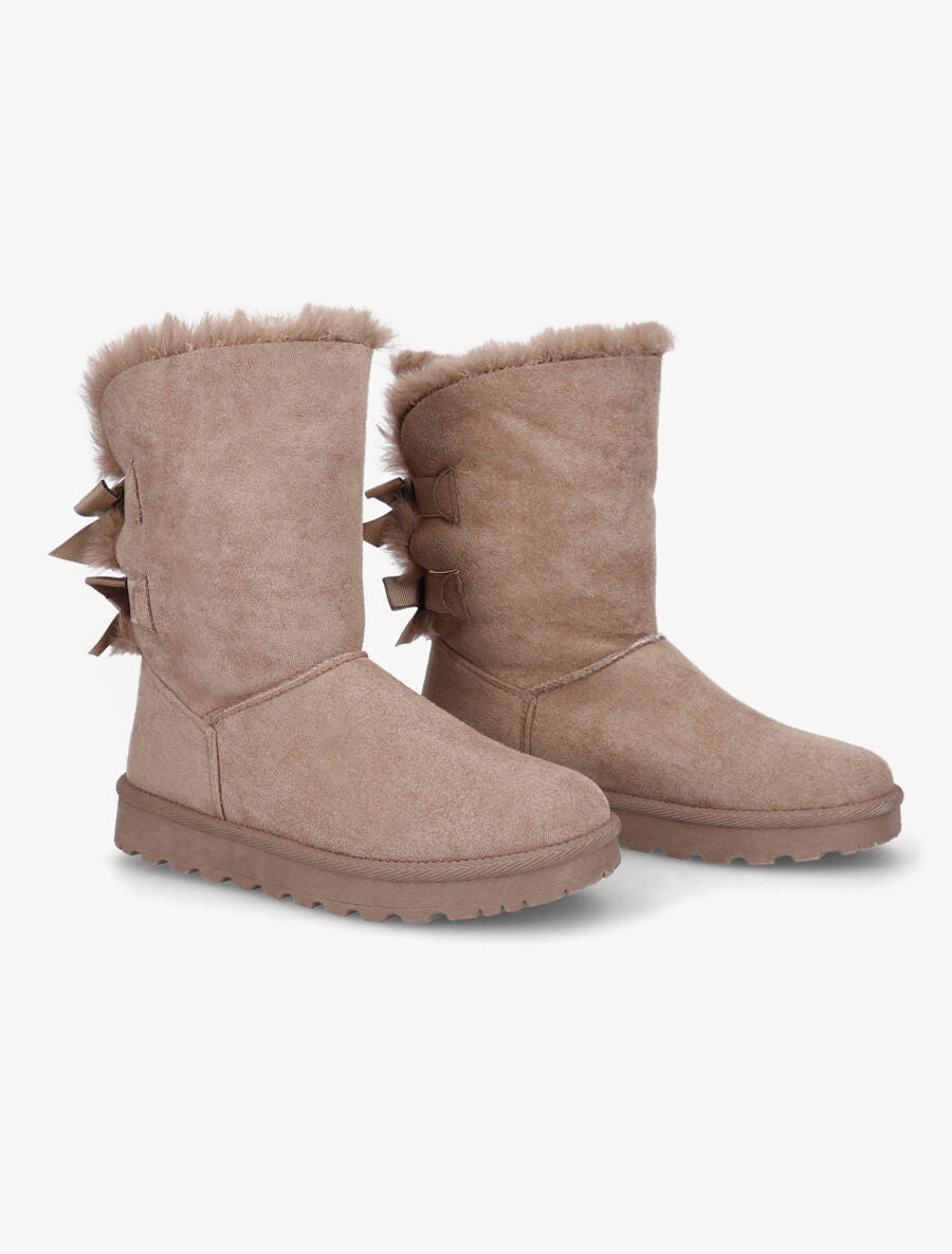 Boots en suédine à noeud - Taupe - 4