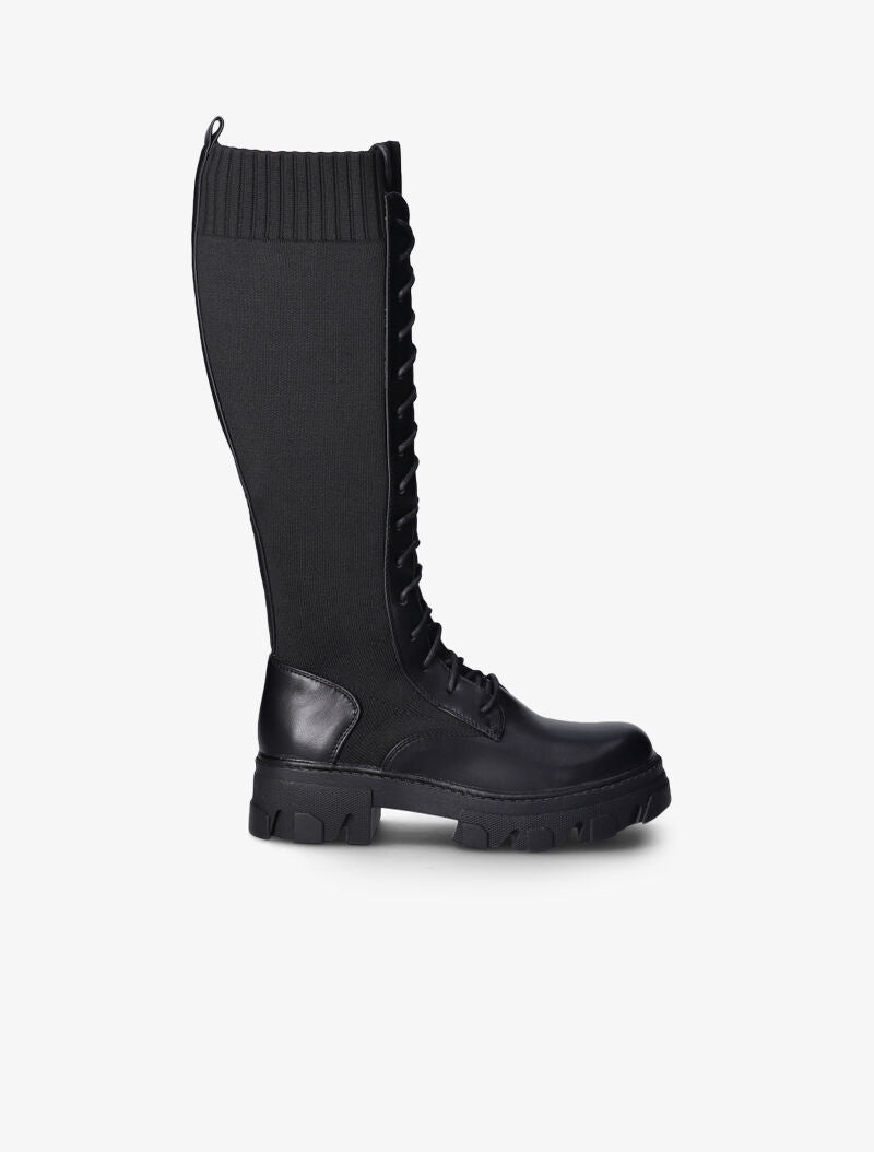 Bottes bi-matière à lacets - Noir - 2