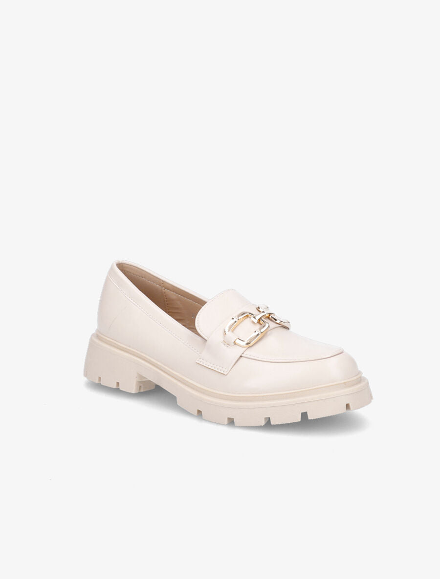 Mocassins en simili semelle chunky - Beige - 2