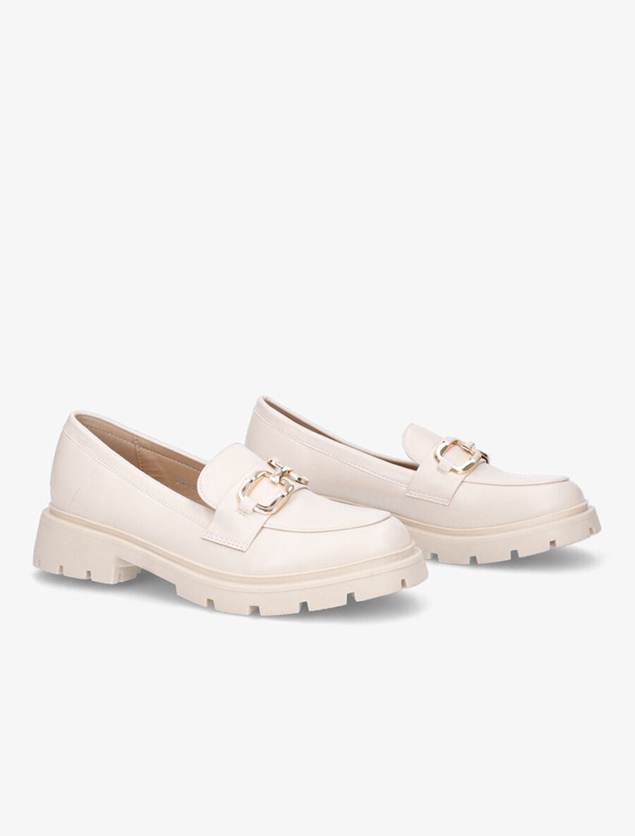 Mocassins en simili semelle chunky - Beige - 4