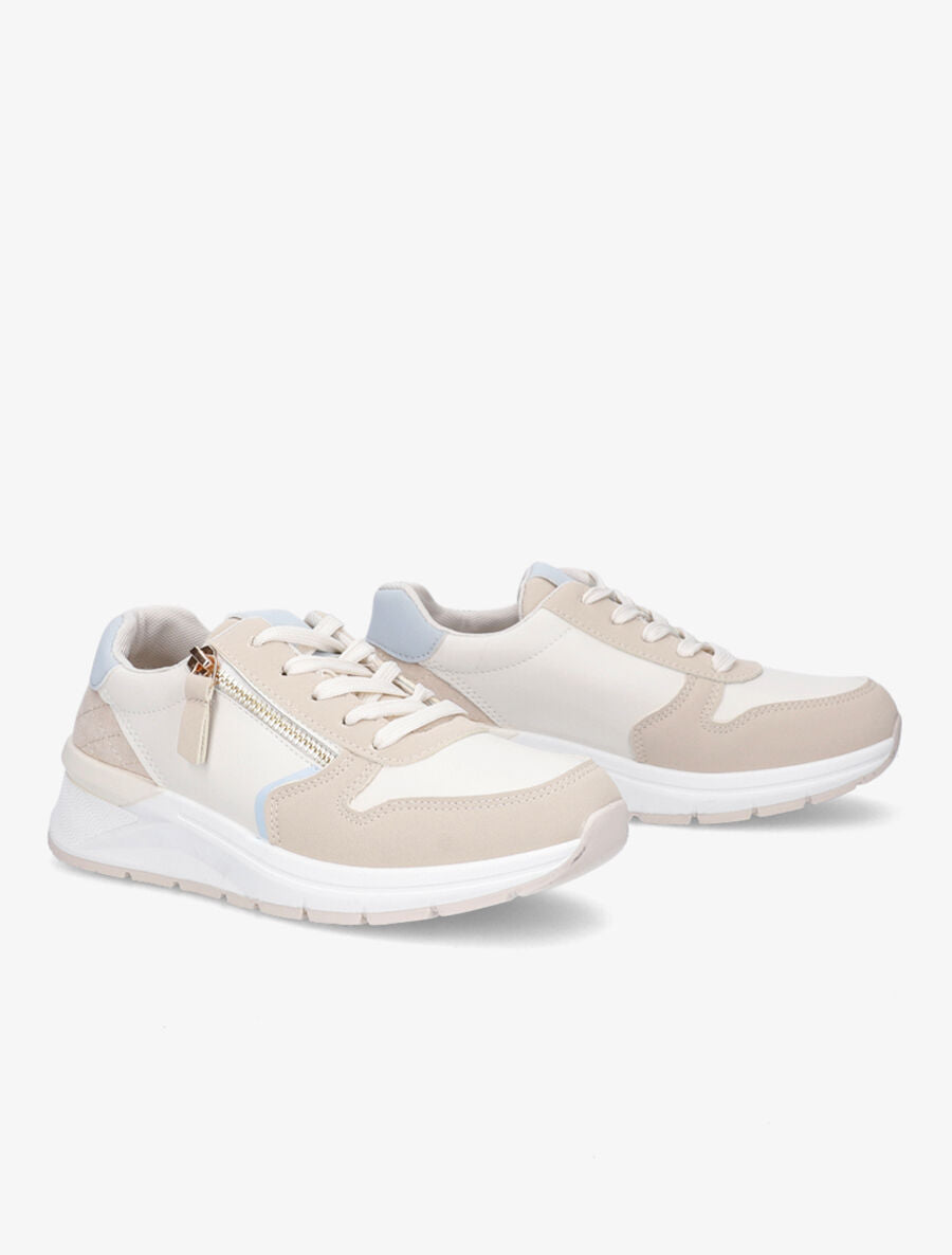 Baskets zippées en simili - Beige - 4