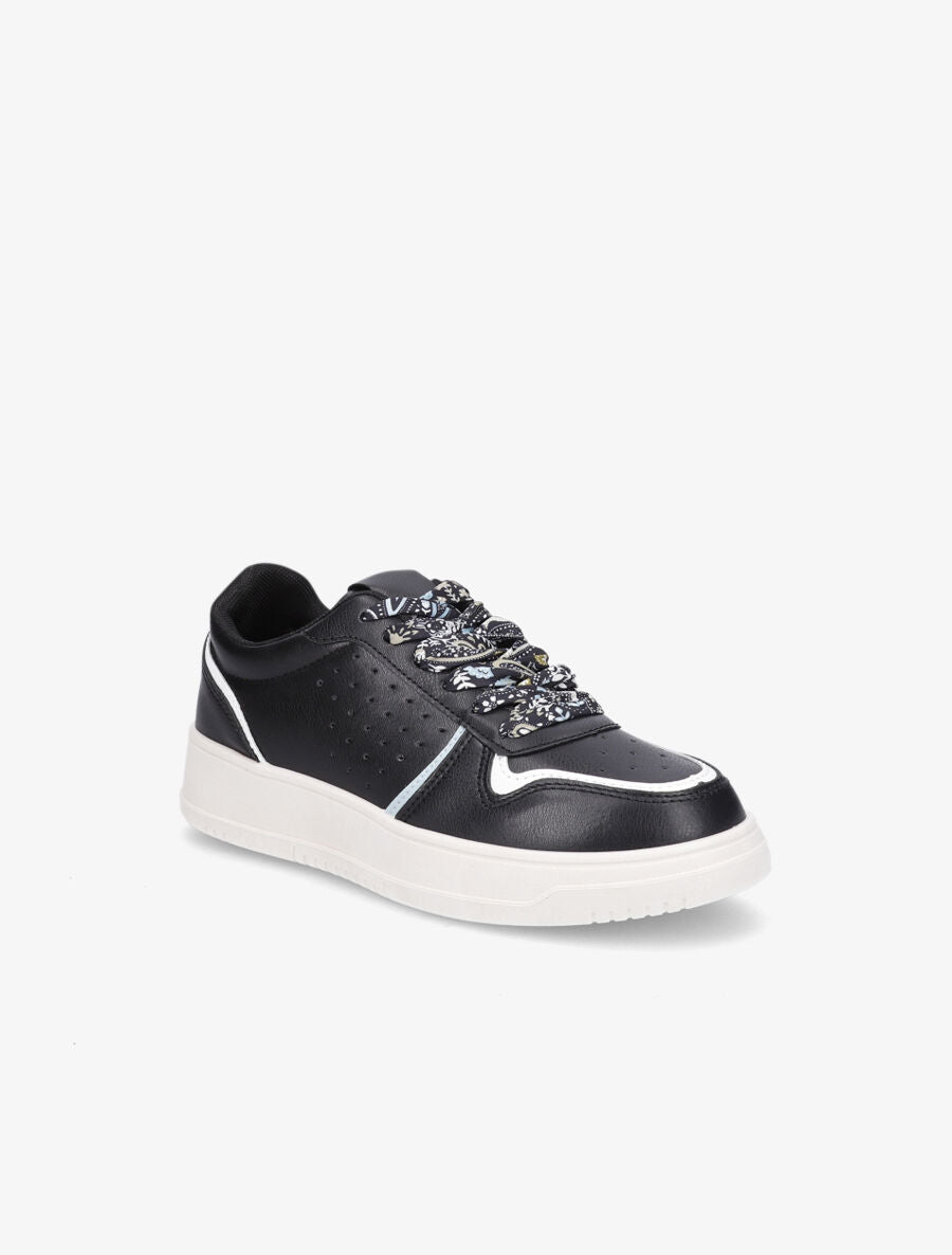 Sneakers à lacets imprimé interchangeables - Noir - 2