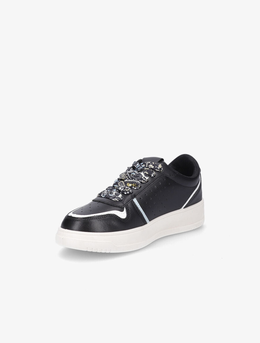 Sneakers à lacets imprimé interchangeables - Noir - 3