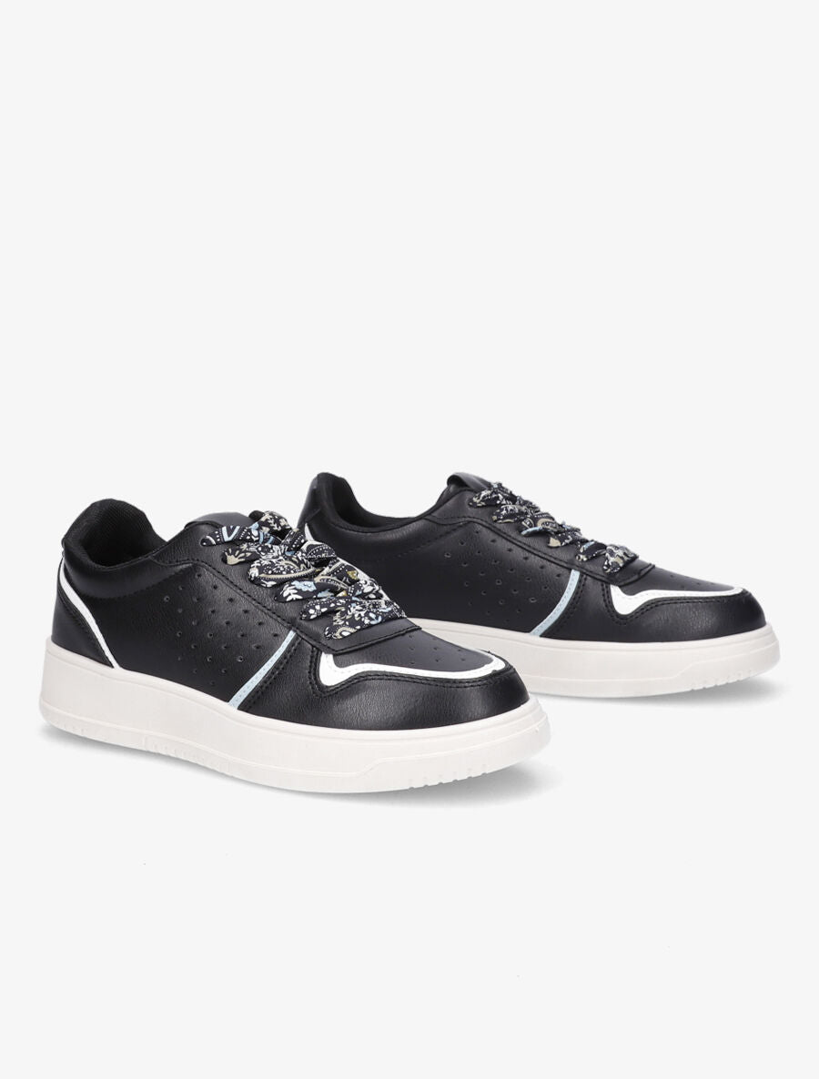 Sneakers à lacets imprimé interchangeables - Noir - 4