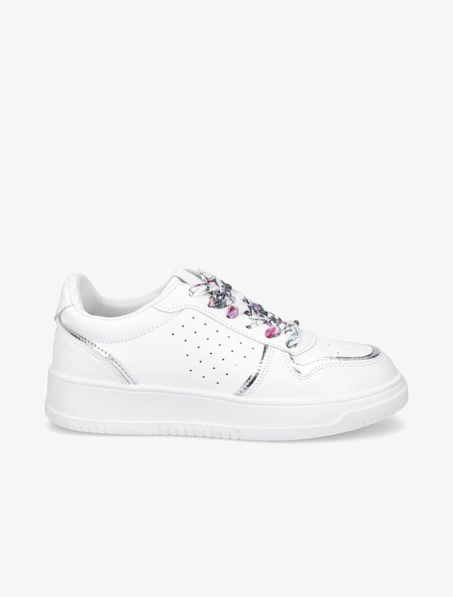 Sneakers à lacets imprimé interchangeables - Argent - 1
