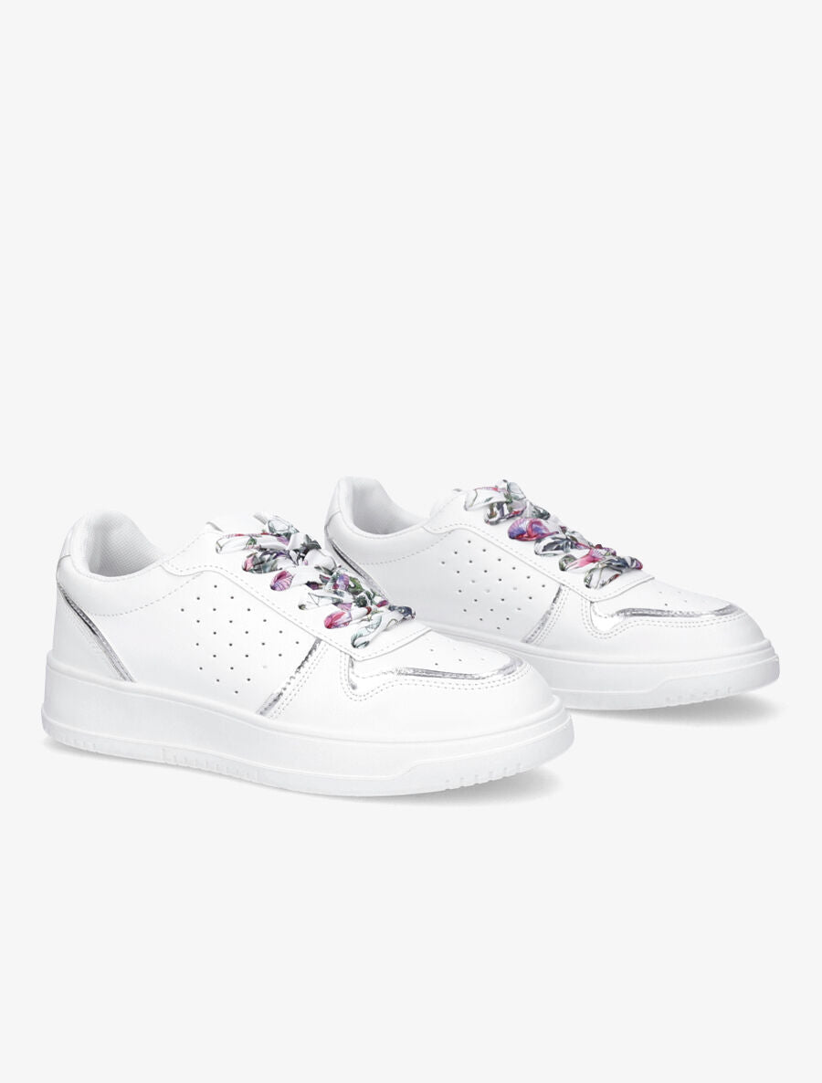 Sneakers à lacets imprimé interchangeables - Argent - 4