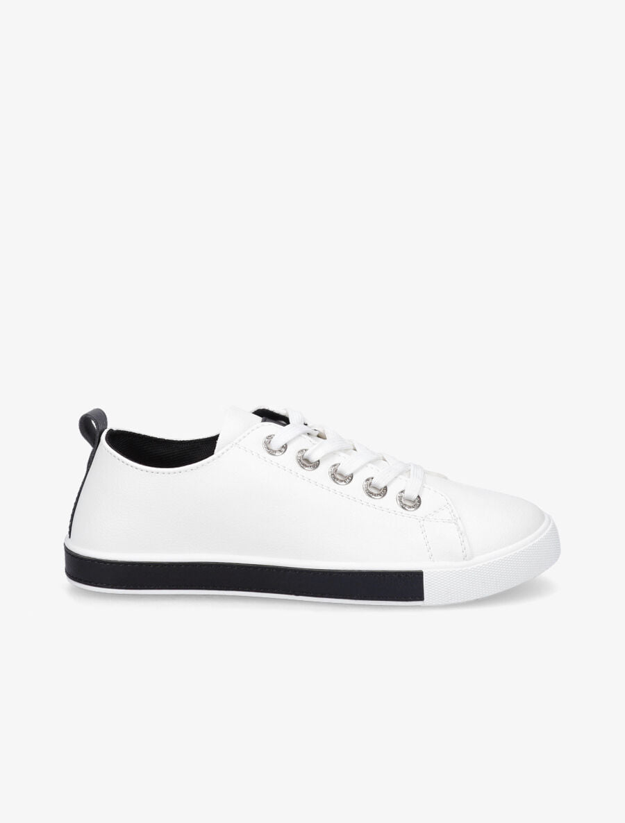 Sneakers à oeillets ornés de strass - Noir - 5