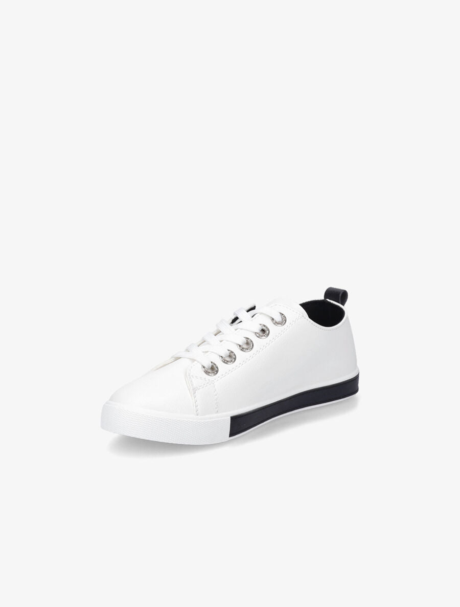 Sneakers à oeillets ornés de strass - Noir - 3