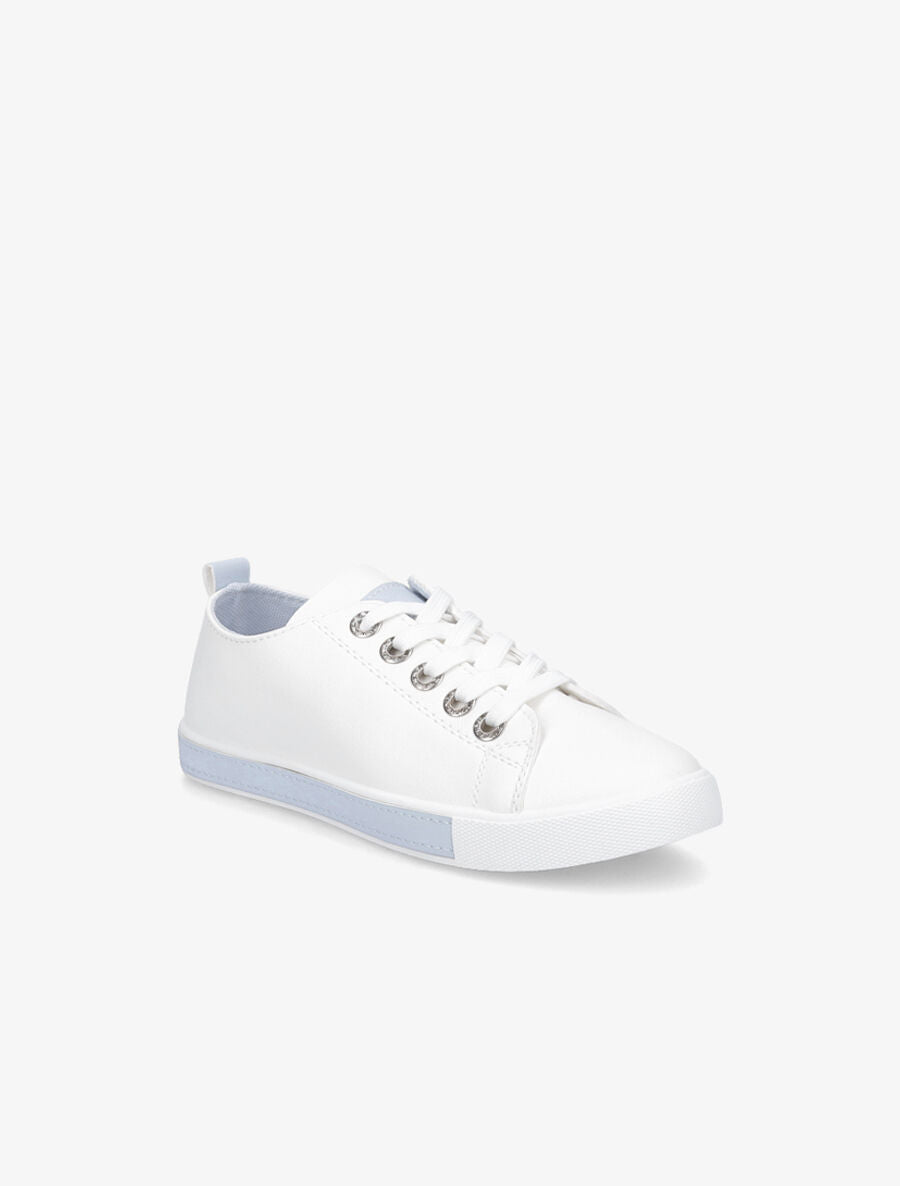 Sneakers à oeillets ornés de strass - Bleu ciel - 2