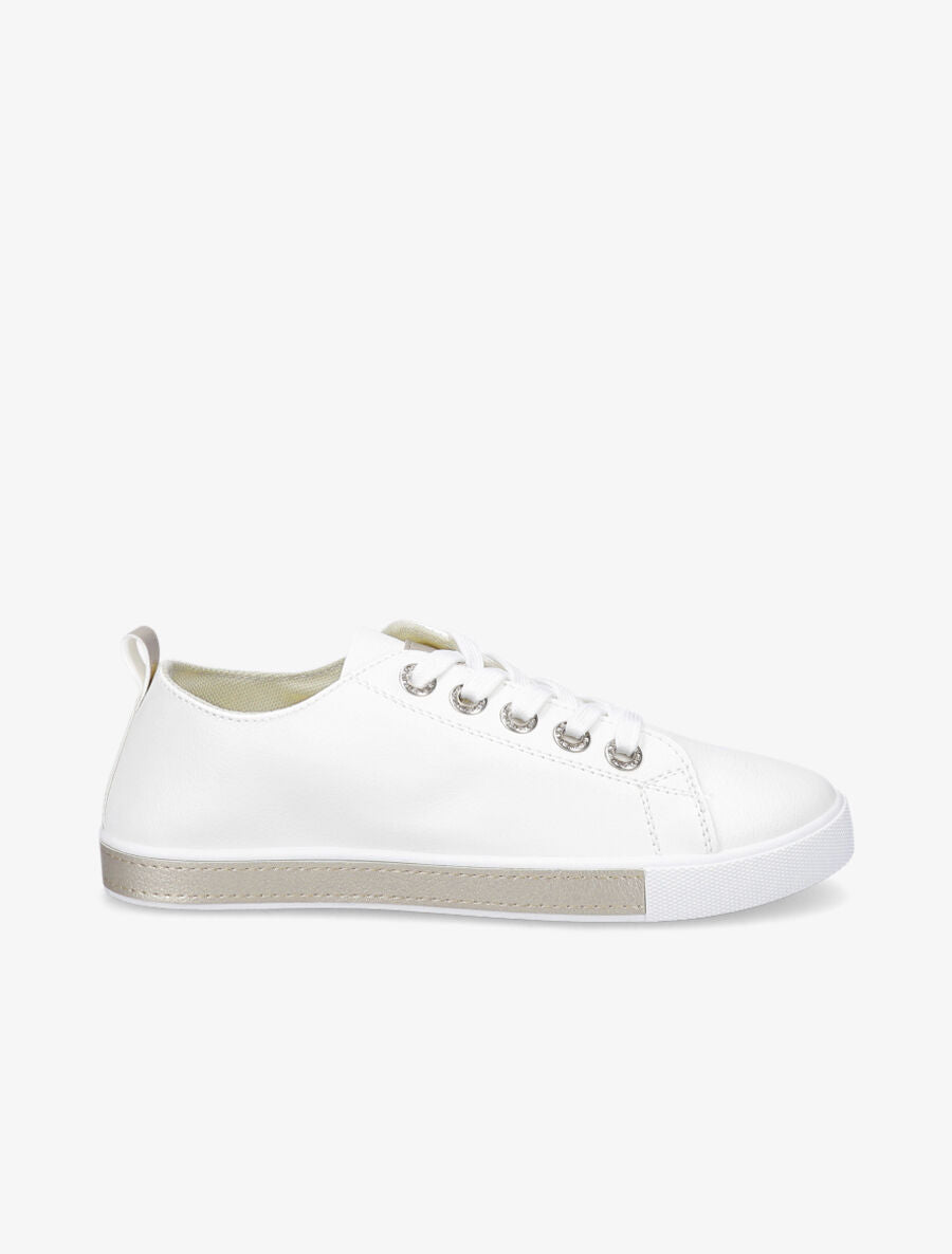 Sneakers à oeillets ornés de strass - Or - 5