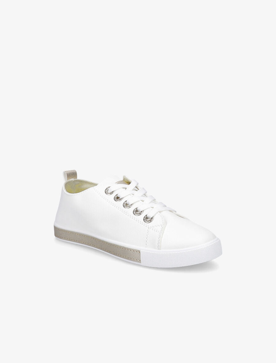 Sneakers à oeillets ornés de strass - Or - 2