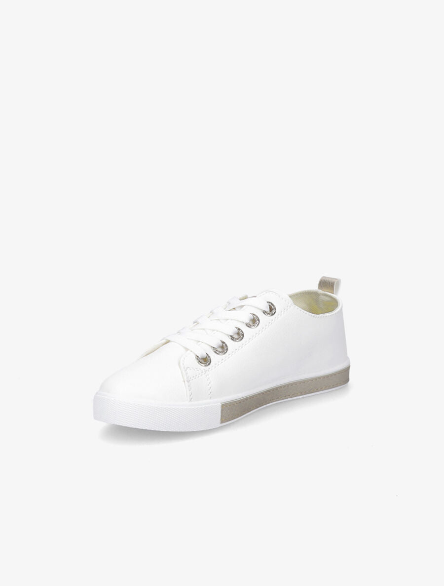 Sneakers à oeillets ornés de strass - Or - 3
