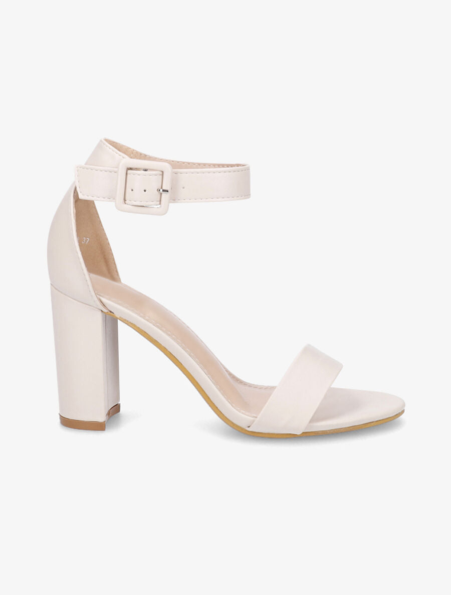 Sandales en simili à talon haut - Beige - 5