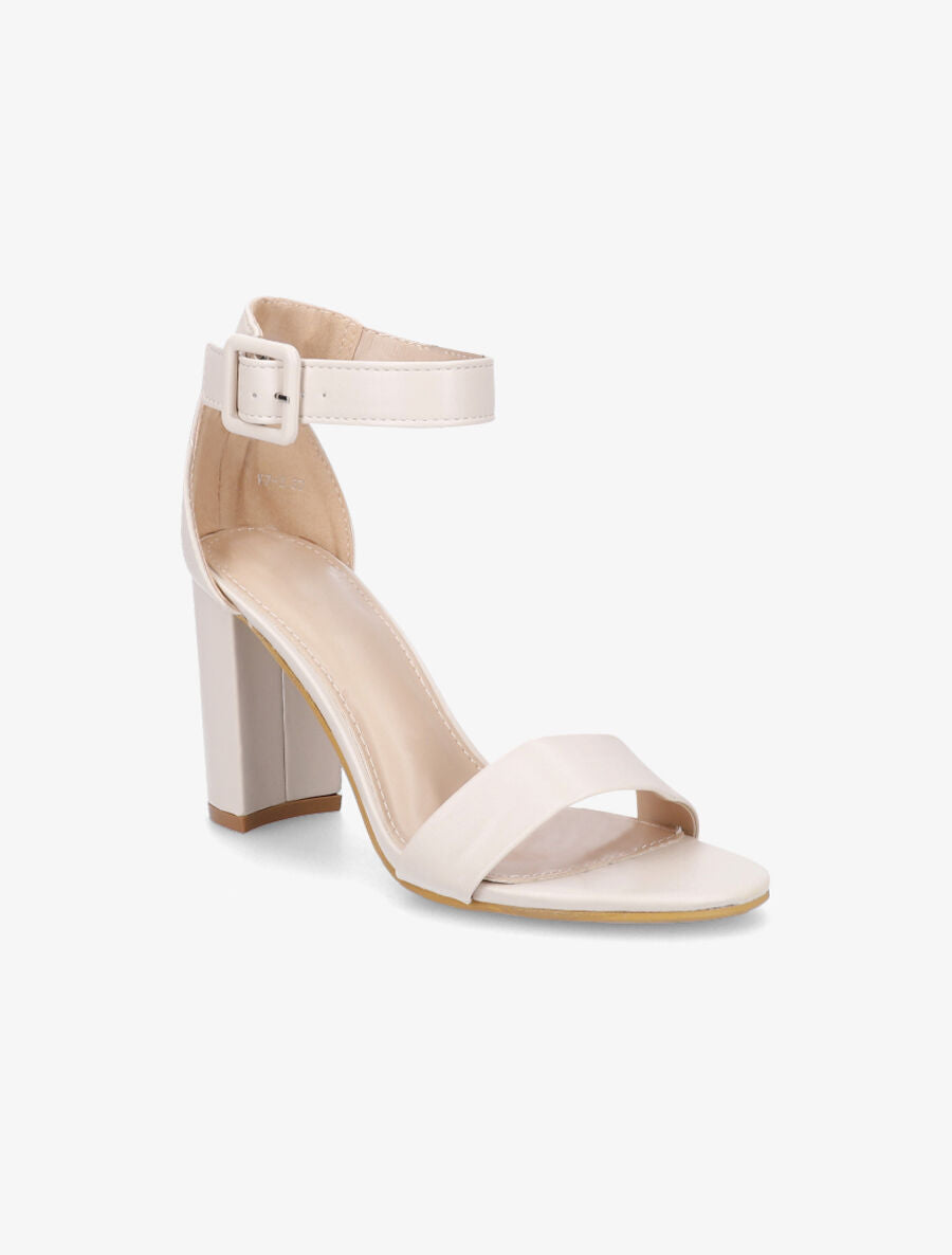 Sandales en simili à talon haut - Beige - 2