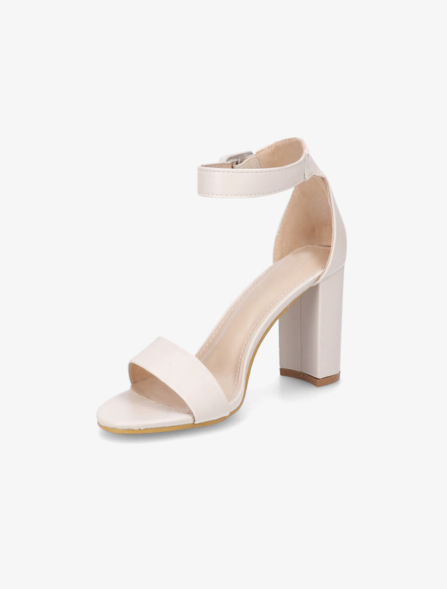 Sandales en simili à talon haut - Beige - 3