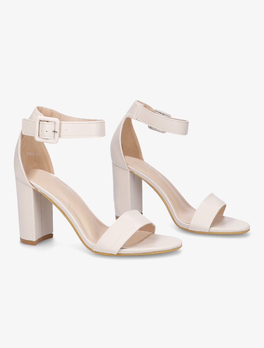 Sandales en simili à talon haut - Beige - 4