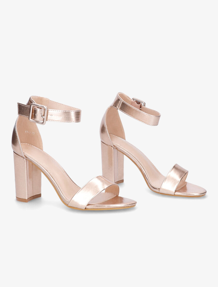 Sandales en simili à talon haut - Rose gold - 4