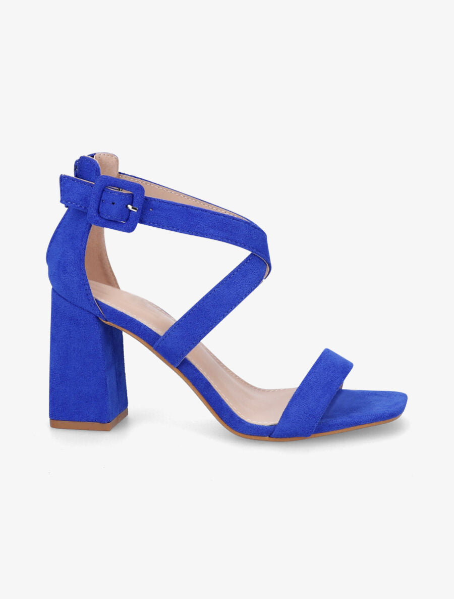 Sandales en suédine à talon haut - Bleu électrique - 5
