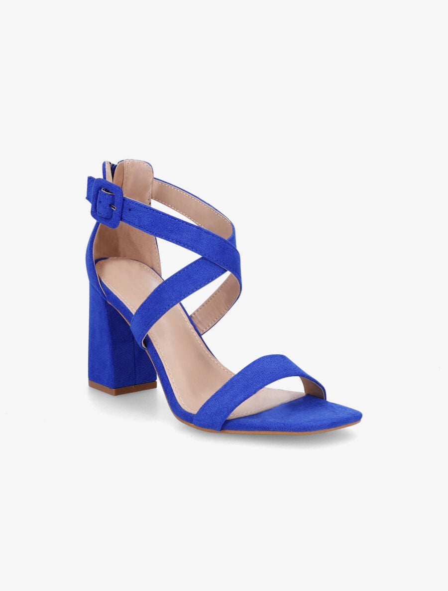 Sandales en suédine à talon haut - Bleu électrique - 2