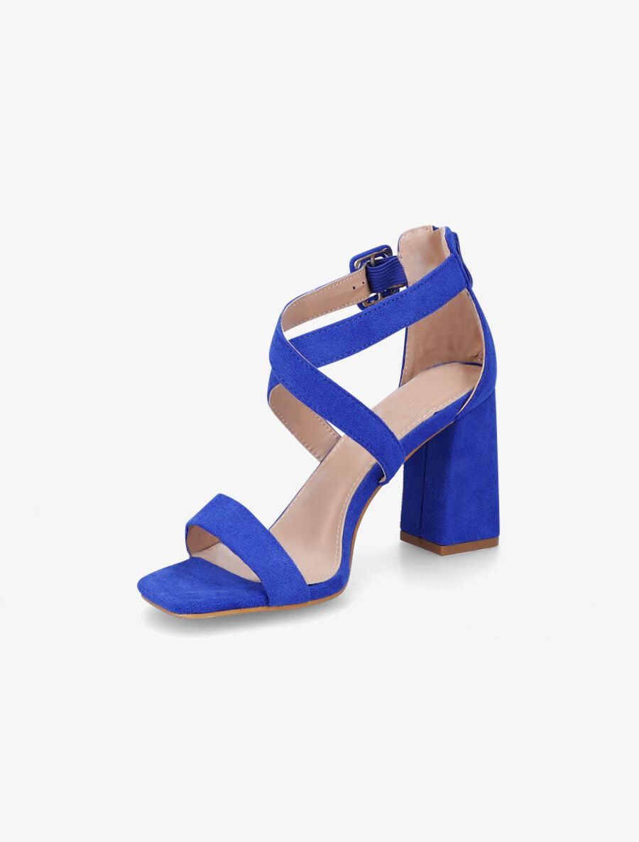 Sandales en suédine à talon haut - Bleu électrique - 3