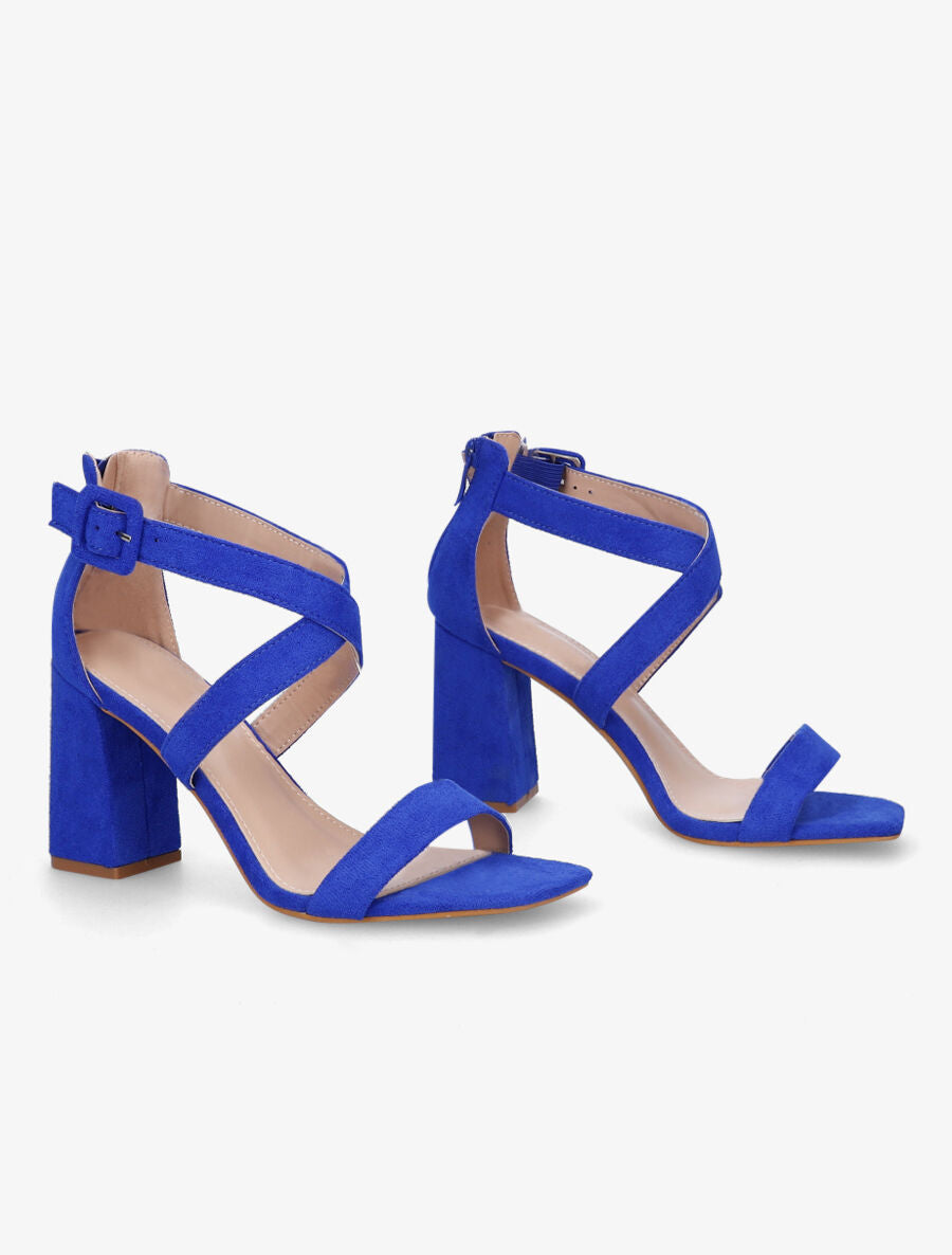 Sandales en suédine à talon haut - Bleu électrique - 4