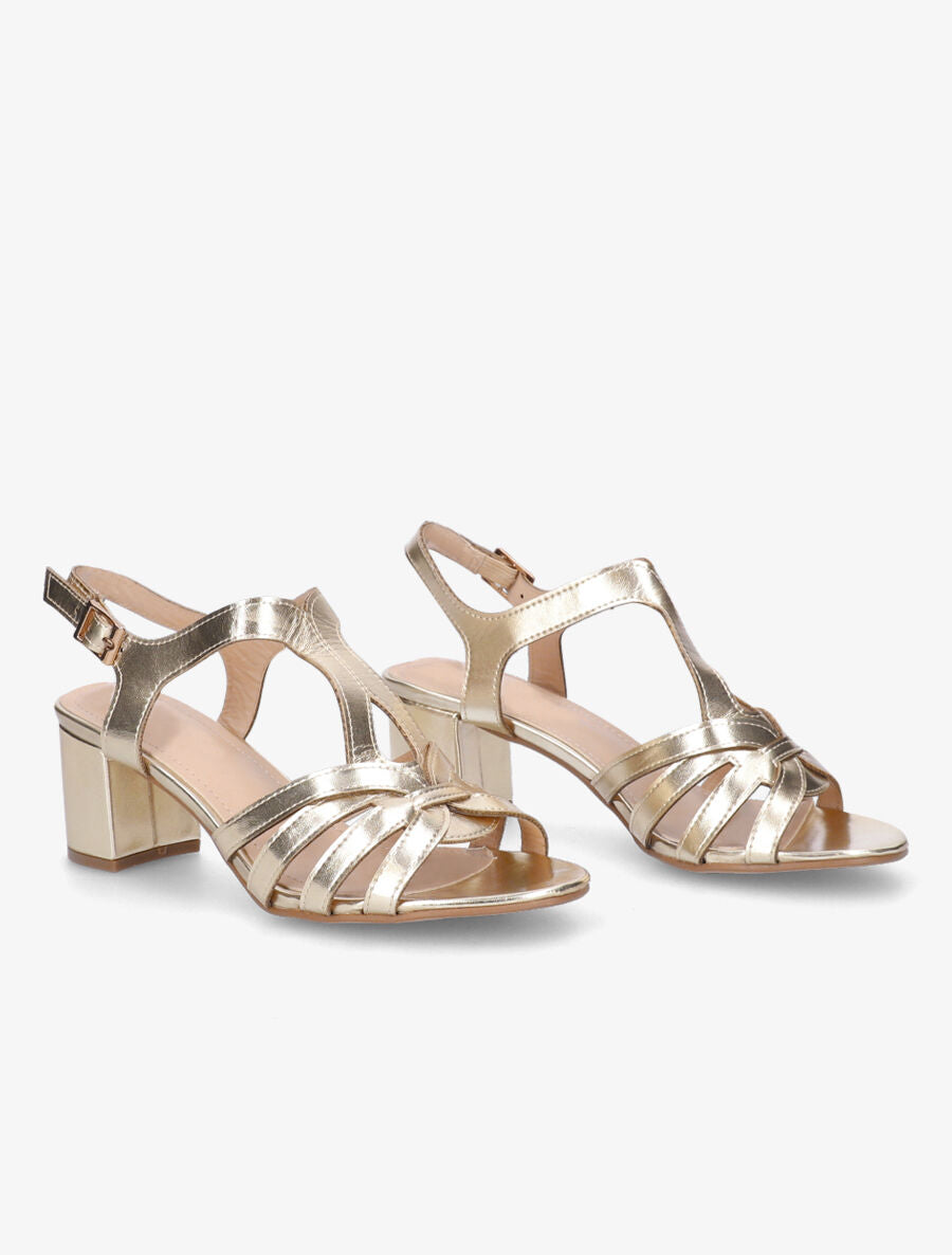 Sandales en simili à brides fantaisies - Or - 4