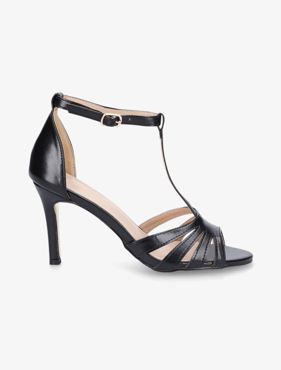 Sandales style salomé à talon aiguille - Noir - 5