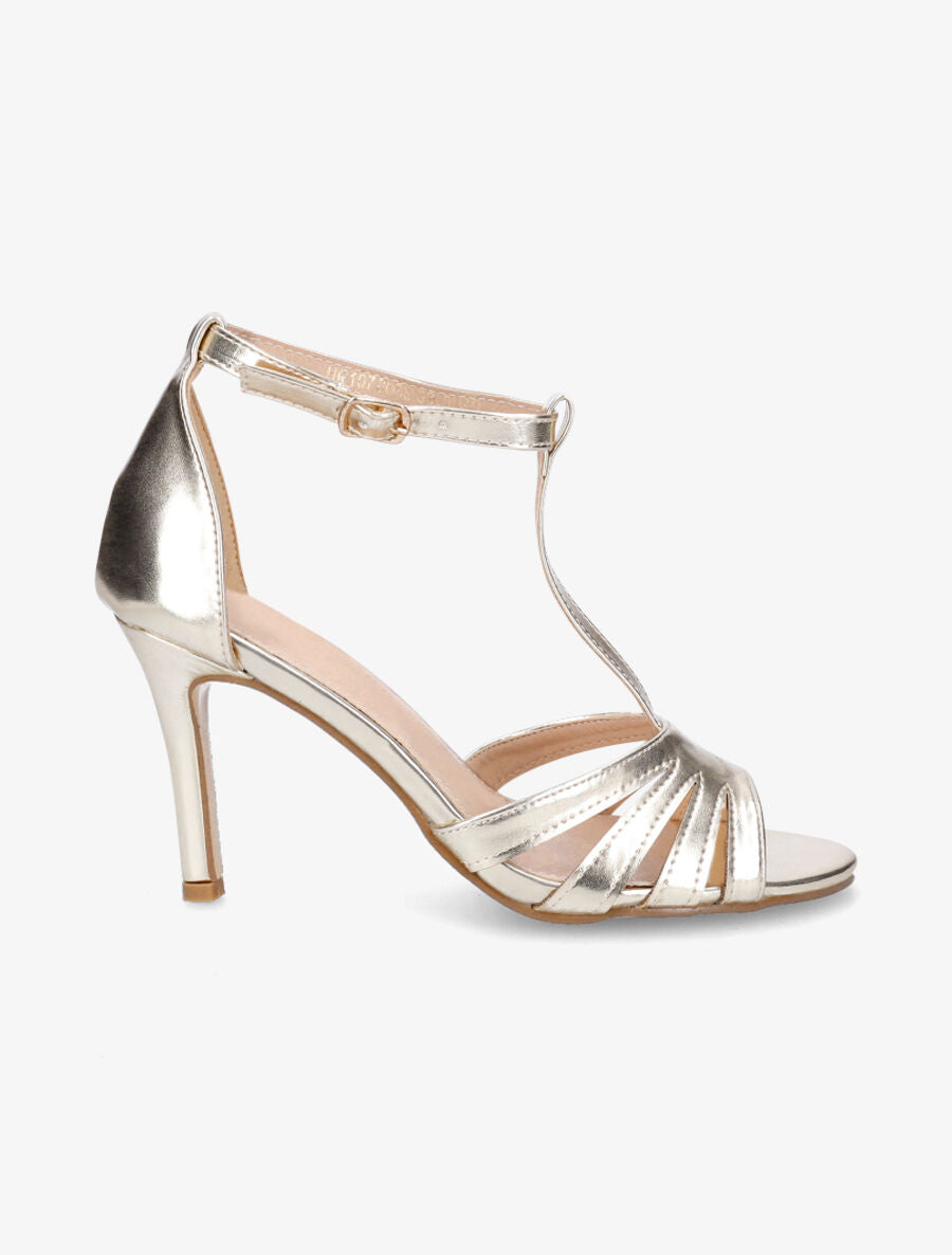 Sandales style salomé à talon aiguille - Or - 5