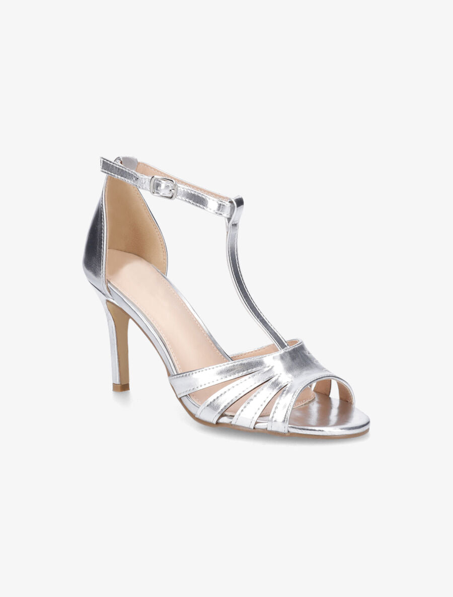 Sandales style salomé à talon aiguille - Argent - 2