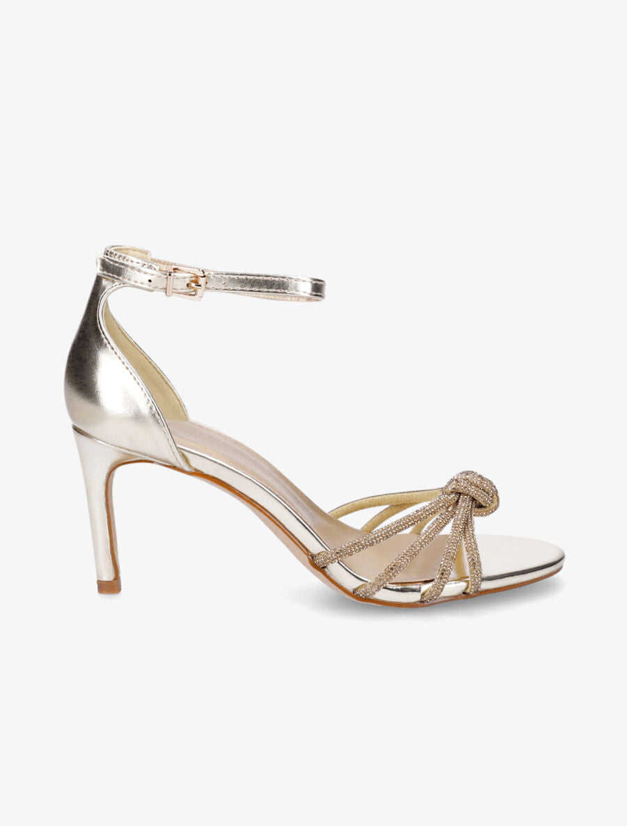 Sandales à talon aiguille et brides ornées de strass - Or - 5