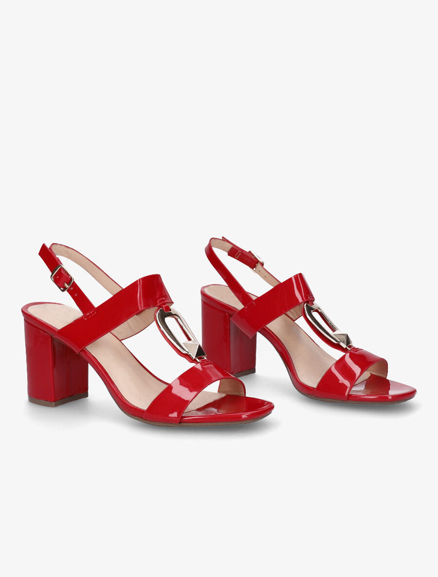 Sandales vernies à talon - Rouge - 4