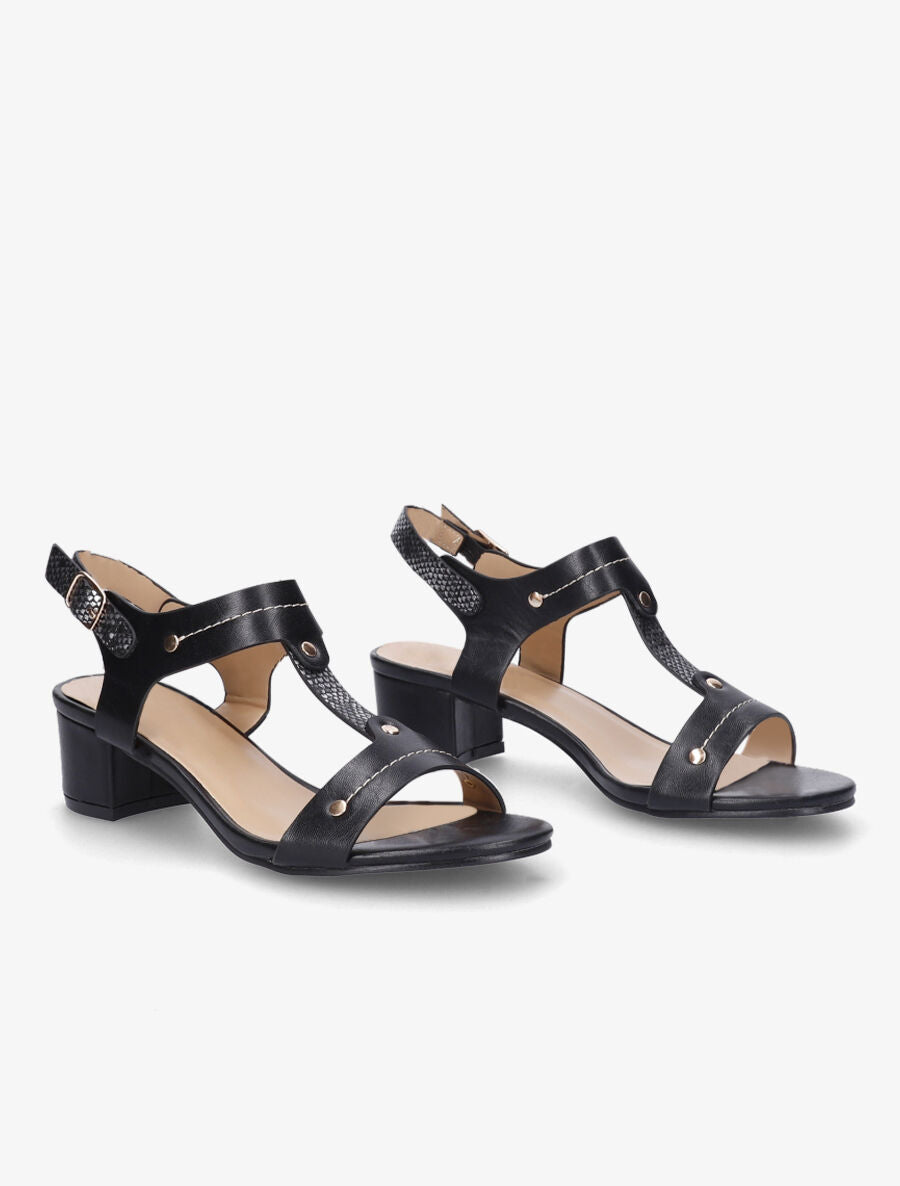 Sandales mi-hautes bride python - Noir - 4