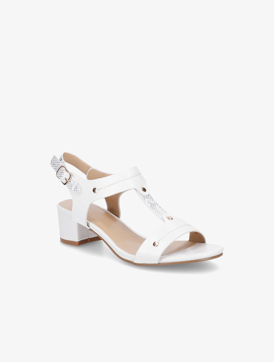 Sandales mi-hautes bride python - Blanc - 2