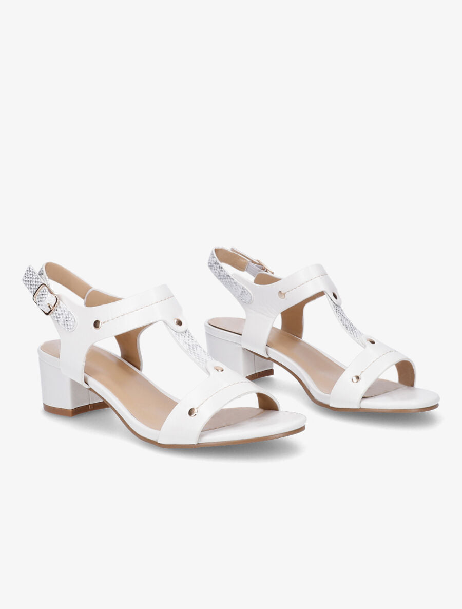 Sandales mi-hautes bride python - Blanc - 4