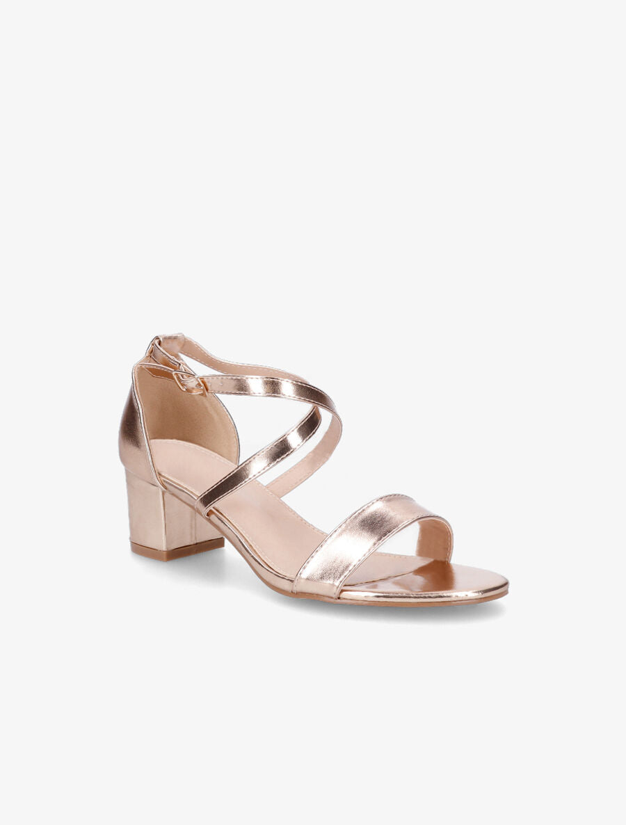 Sandales à brides croisées en simili - Rose gold - 2