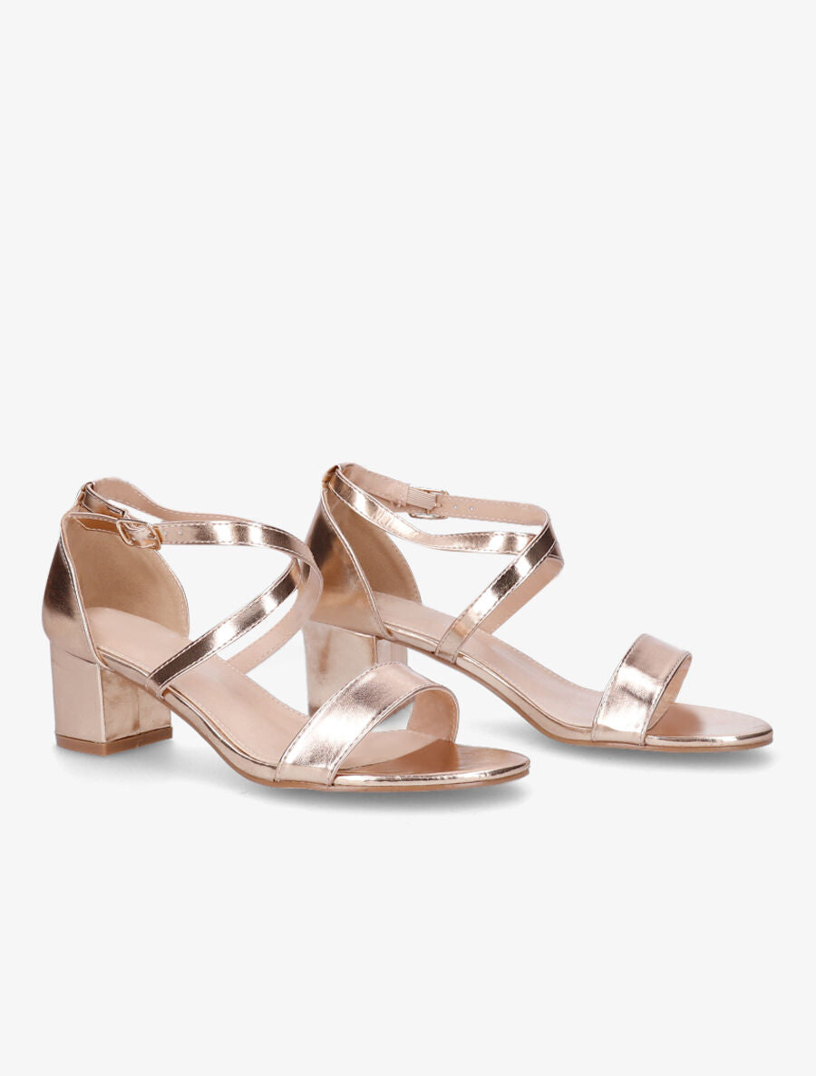 Sandales à brides croisées en simili - Rose gold - 4