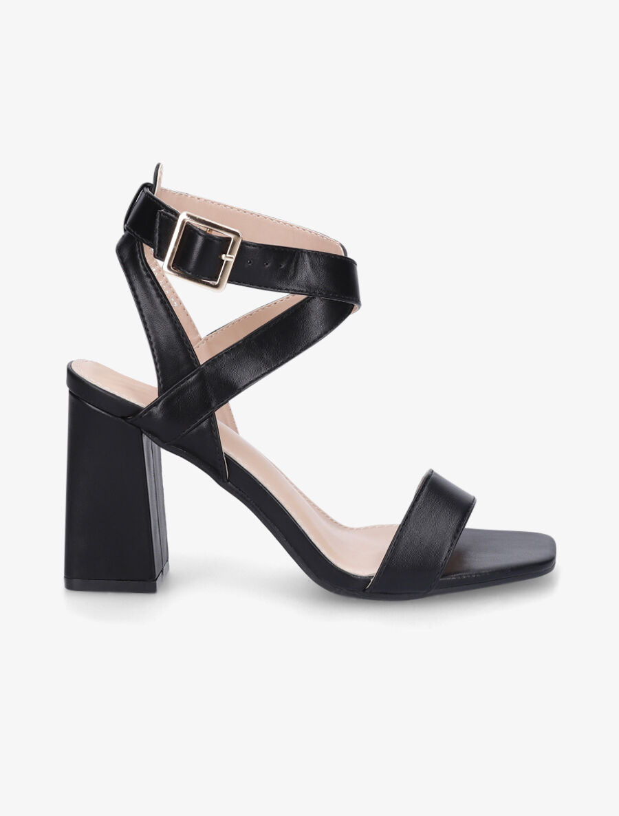 Sandales à talon et brides croisées - Noir - 1