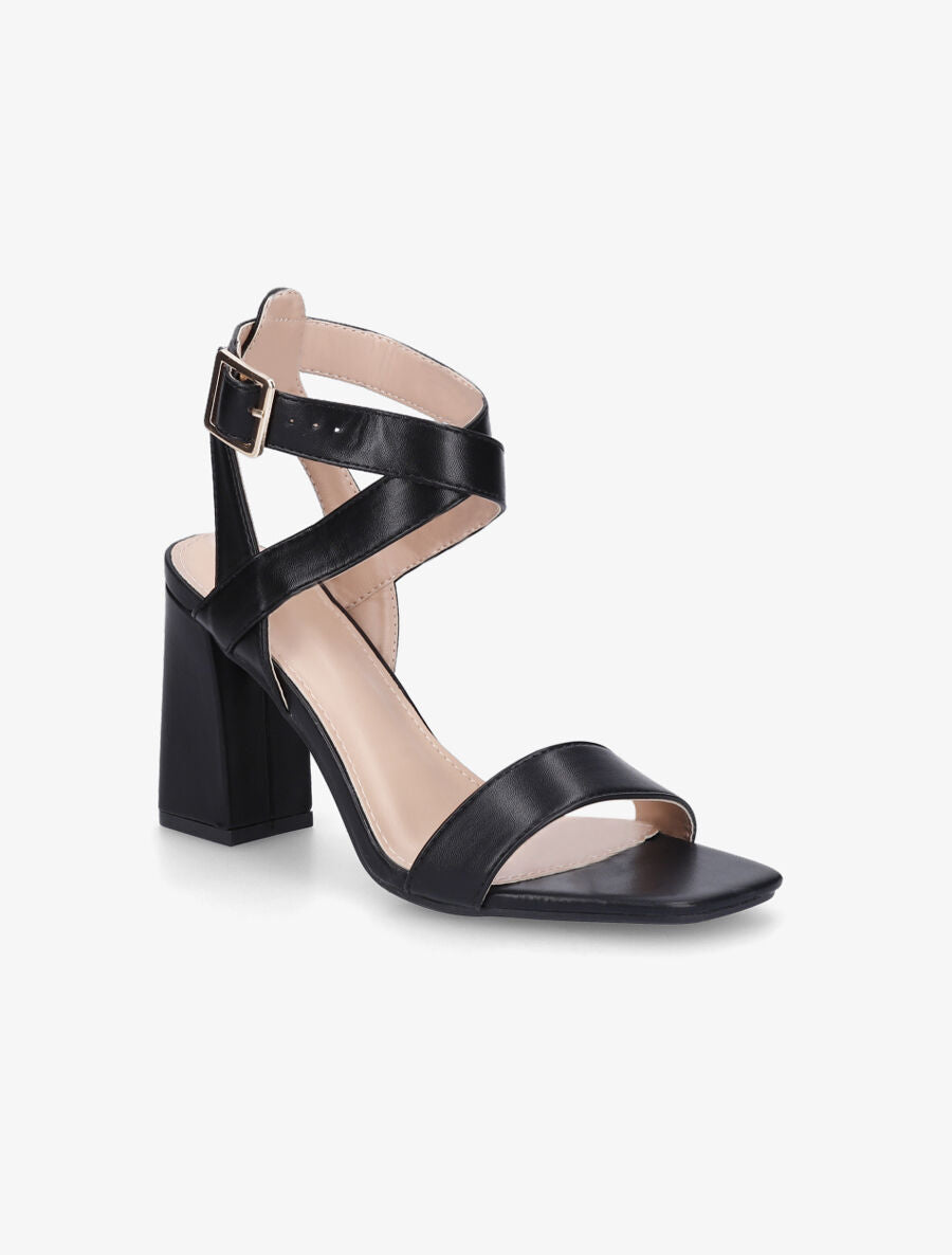 Sandales à talon et brides croisées - Noir - 2