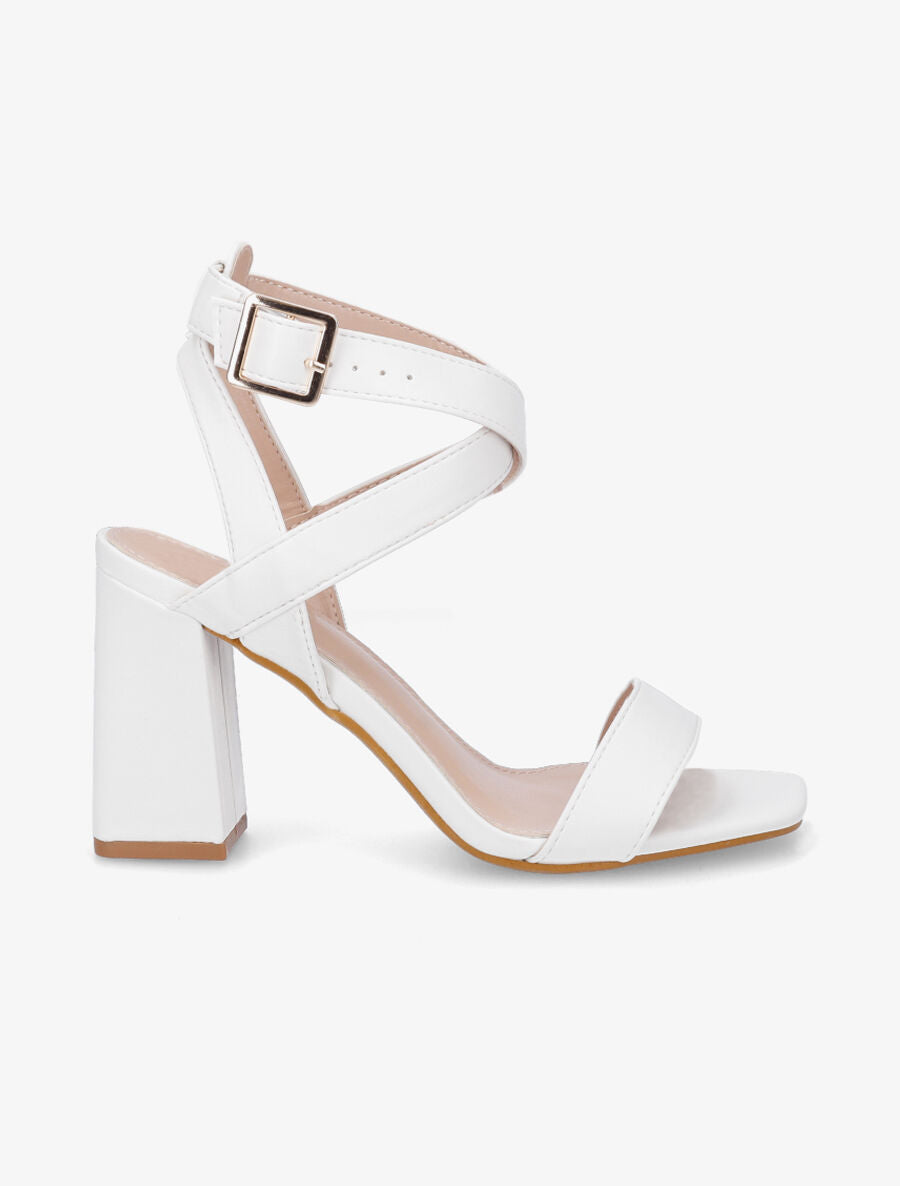 Sandales à talon et brides croisées - Blanc - 5