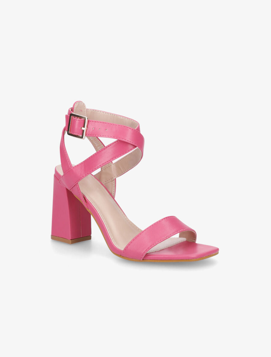 Sandales à talon et brides croisées - Fuschia - 2