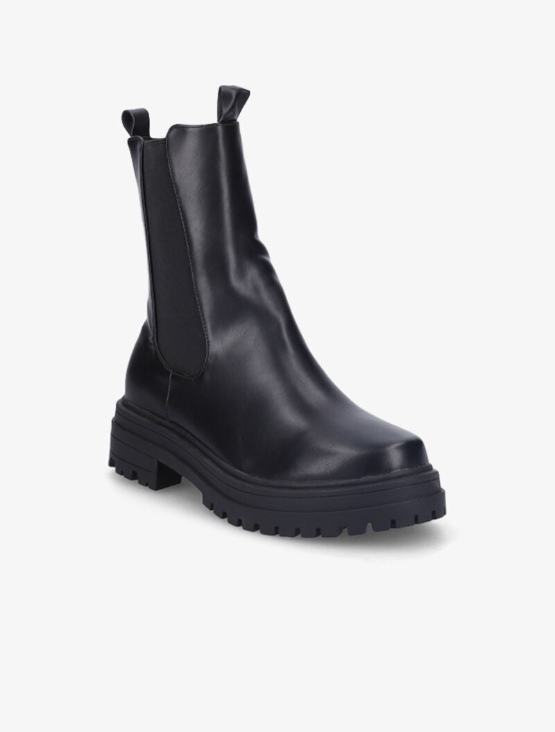 Bottines à plateforme et semelle crantés stylisés - Noir - 3