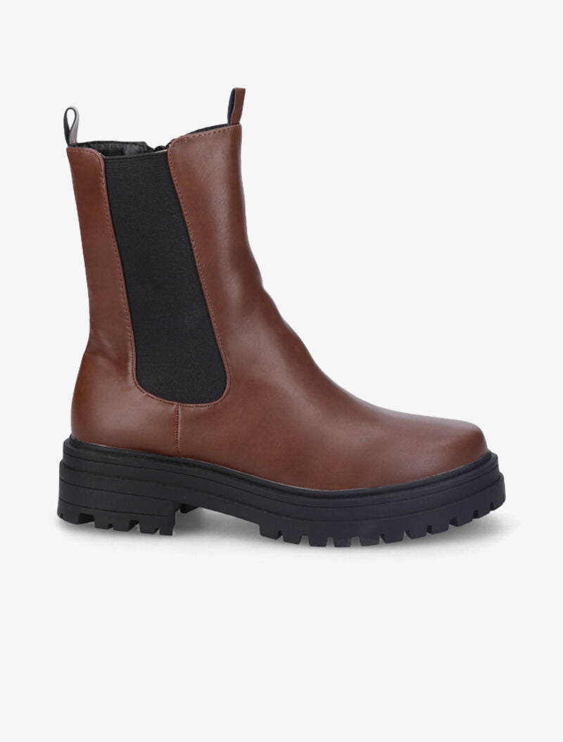 Bottines à plateforme et semelle crantés stylisés - Marron - 2