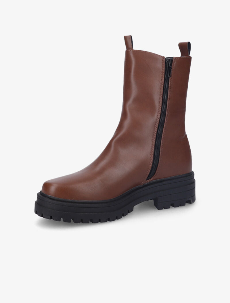 Bottines à plateforme et semelle crantés stylisés - Marron - 4