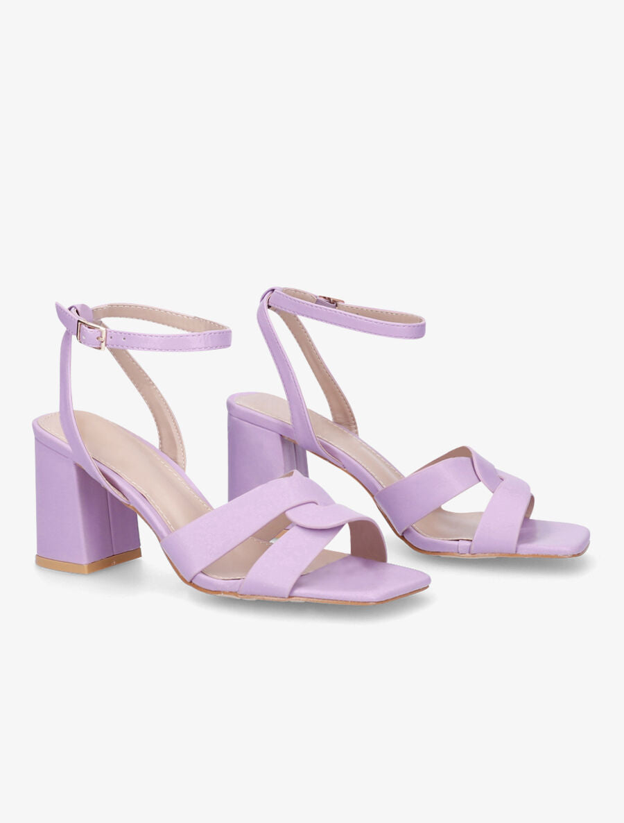 Sandales croisées à talon - Lilas - 4