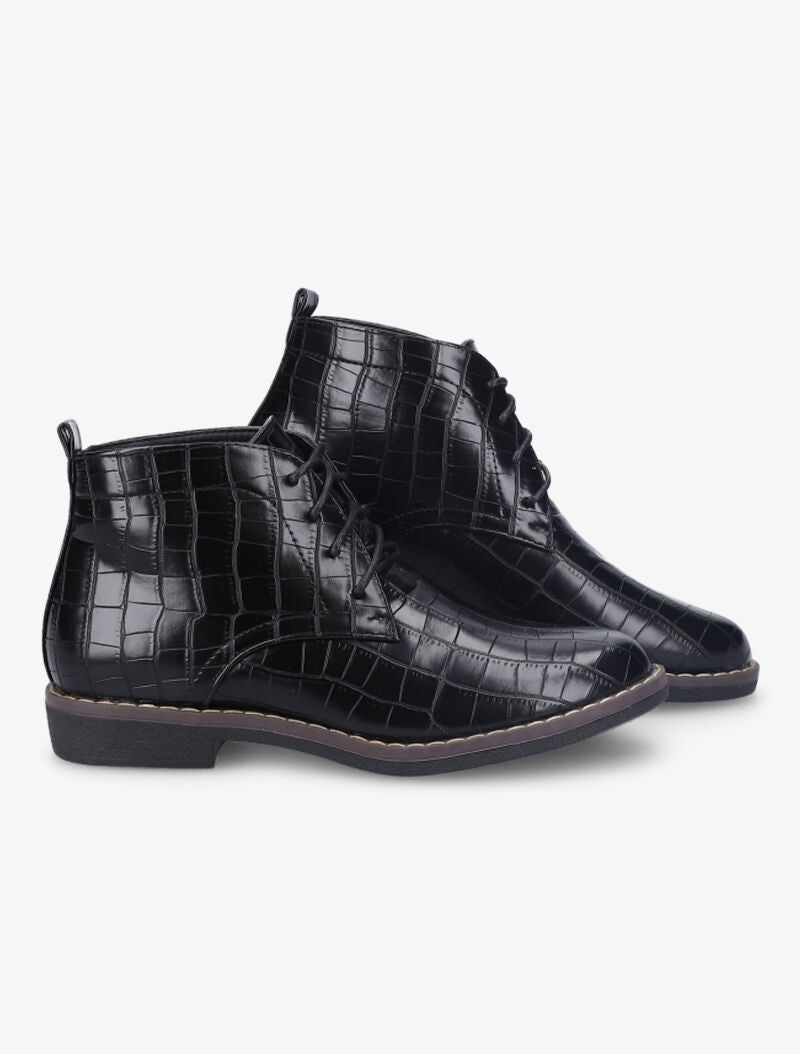 Derbies montantes vernies effet croco - Noir - 4