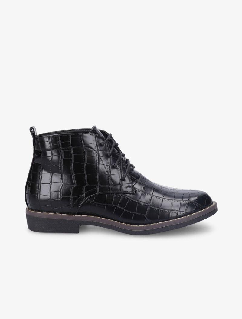 Derbies montantes vernies effet croco - Noir - 5