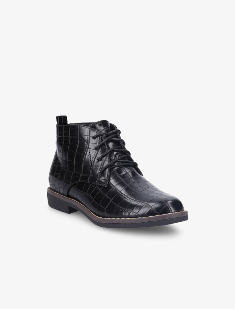 Derbies montantes vernies effet croco - Noir - 2